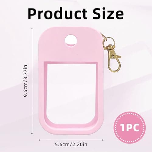 ACKKOR Hand Sanitizer Spray Case, Hand Sanitizer Case Thickened Silicone with Incidentally Keychain Accessory for 1 Fl Oz/30ml for Travel Work School Portability (Pink) — view 2