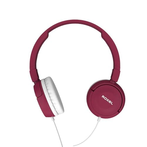 Roxel RX110 Lightweight Wired Foldable Headphones with Mic & Volume Control, On-Ear Headphones, Ergonomic Design, Answer Incoming Calls, Compatible with Android and IOS Devices (Cherry Red) — view 4