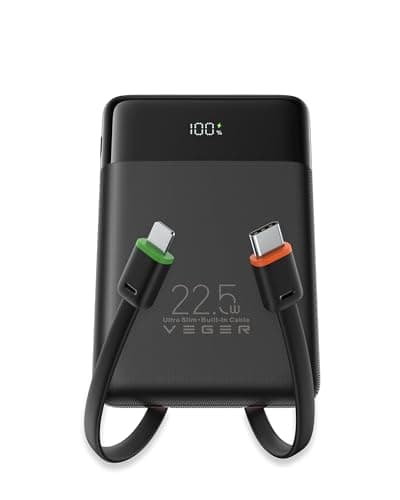 VEGER Power Bank Fast Charging 10000mAh,Portable Charger Built in Cables