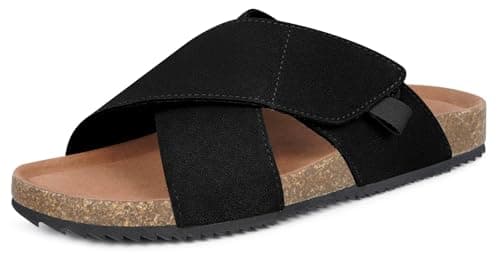 Dokela Sandals for Women Cork Footbed Mlue with Arch Support,Black,6 UK