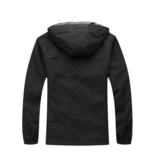 Blu Apparel Mens Waterproof Rain Jacket Premium Branded Walking Hiking Everyday wear Jacket Windproof (UK, Alpha, L, Regular, Regular, Black) — view 3