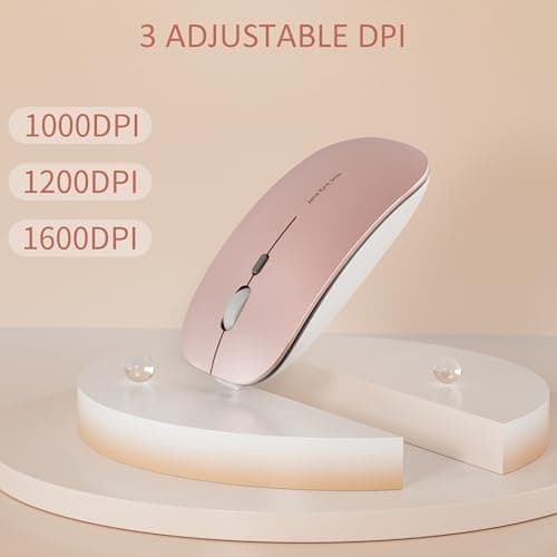 Uiosmuph Q5 Wireless Mouse, Silent Rechargeable Mice for Laptop - Rose Gold — view 2