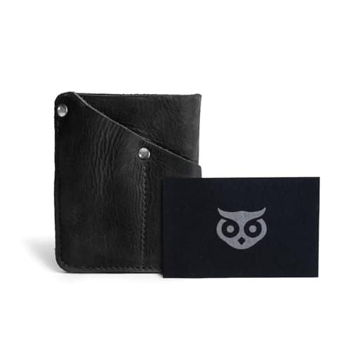 Hide & Drink, Front Pocket Wallet Handmade from Full Grain Leather - Multi-tool Pouch, Card Holder, Money Organizer, Travel Accessories, Charcoal Black, Vintage — view 5