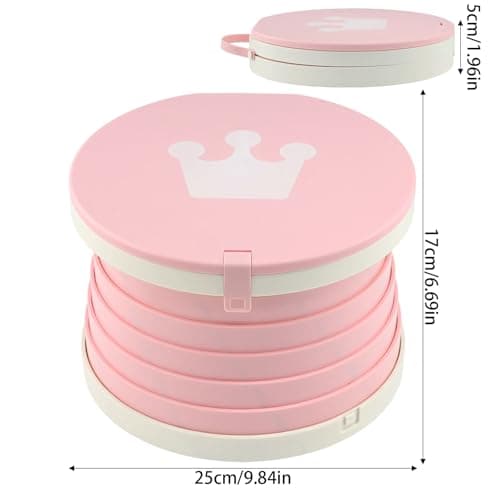 DRERIO Folding Travel Potty Portable Toddler Toilet Potty,Child's Training Seat Carry Potty with a Buckle and Handle, Weight Capacity 60 kg for Kids, Car, Indoor, Outdoor Travel (Pink) — view 2