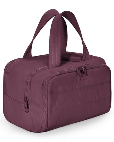 BAGSMART Large Travel Toiletry Makeup Bag, Upright Storage, Brush Pocket
