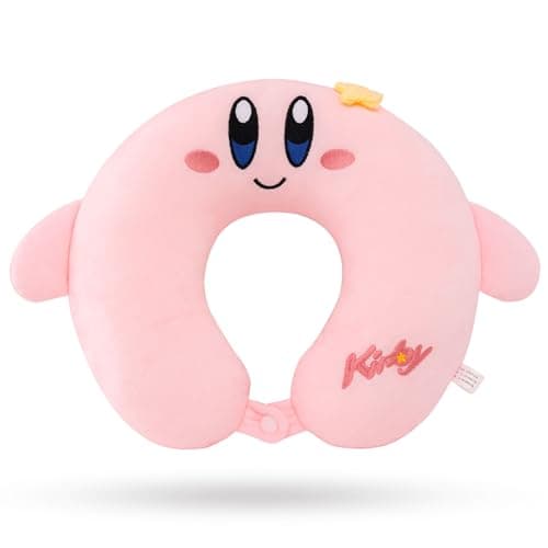 Roffatide Kirby U Shaped Neck Pillow Travel Accessories for Adults and Girls Stress Relief Airplane Home Car Seat Office for Sleeping Rest Christmas Winter Gift