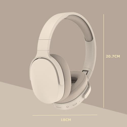 BSOMAM Wireless Bluetooth Headphones,HiFi Foldable Intelligent Noise Reduction Adjustable Wireless Headset with Microphone,Bluetooth-compatible 5.1 Stereo Over Ear Headphone for Sports Travel (Beige) — view 2