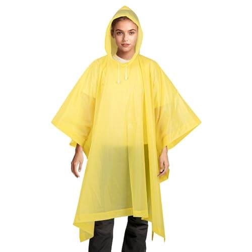 Aolegoo 2 pack of Rain Ponchos, EVA Portable Adults Waterproof Ponchos, Reusable raincoat with Hoods for Camping, Hiking Travel, Amusement Parks, Festival Mac (Yellow)