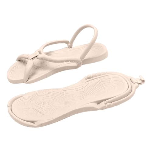 Generisch Women's Foldable Soft Non-Slip Slippers Lightweight Sandals Non-Slip Slippers Flip Flops Bathing Shoes Travel Sandals Shower Shoes Slides for Summer Camps Home Holiday Leisure, beige, 2/2.5