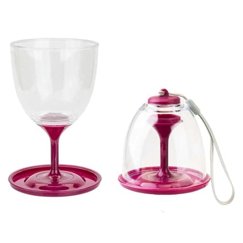 VFM e-Store - Collapsible Wine Glasses Pack Away - Camping, Travel Holiday Accessories for Summer - 9cm X 16cm- 10Oz / 285Ml Berry X 1 Pack Of 2