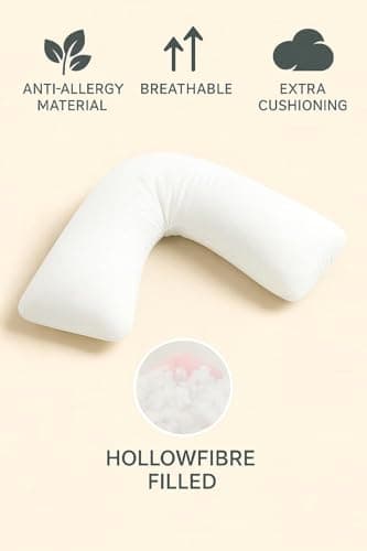 HOMES-LINEN V Pillow Orthopaedic V Shaped Pillow Extra Cushioning Support For Head Neck & Back Includes Complimentary FREE White V Pillow Case (White, V-Pillow With Cover) — view 5
