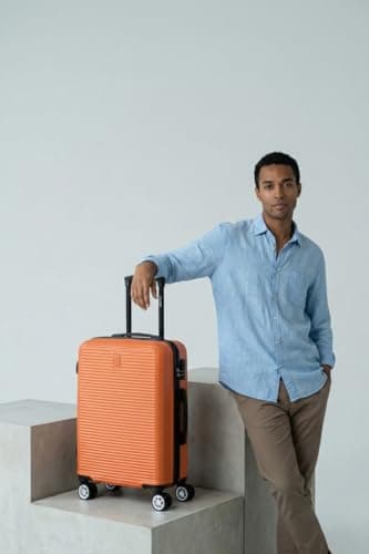 CELIMS - 20 inch Carry-On Luggage with Vanity Case | Toiletry Case | 20 inch Cabin Suitcase | Lightweight ABS Hard Shell | Orange — view 3