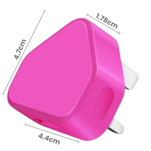 Electoys Single USB Plug UK - 5V 1A Fast Charger - Compatible with iPhone, Samsung, Redmi, Huawei, HTC, LG - Hot Pink — view 6