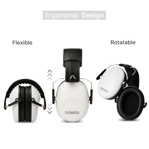 DOMIRA Kids Ear Defenders SNR 26 – Noise Cancelling Ear Muffs for Children, Hearing Protection for School, Travel & Shooting – Lightweight Adjustable Headphones (White) — view 6
