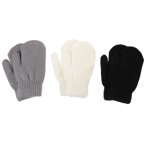 3 Pairs Women Winter Mittens Acrylic Fiber Warm Gloves for Skiing