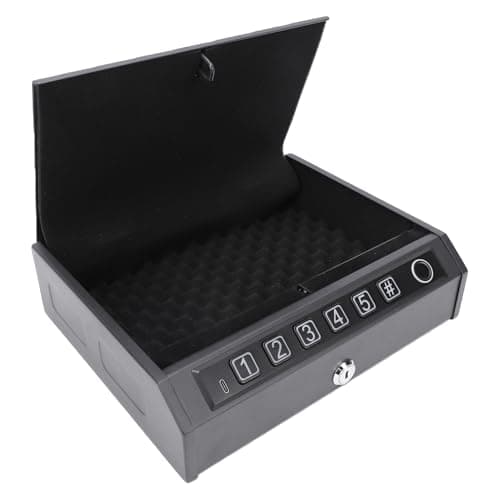 Spacnana Biometric Safe Box Fingerprint Safe Digital Key Security Lock with Anti-Theft Steel Cable LED Light for Handguns Jewelry Passport Cash (K2-1) — view 5