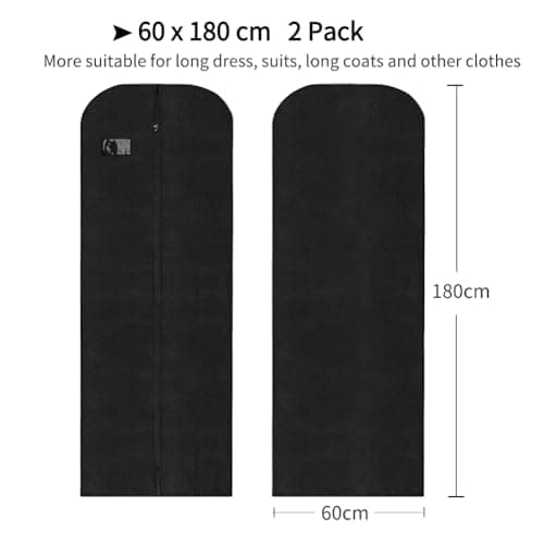 Vicloon 2PCS Garment Bags, Clothes Cover Bags Set Waterproof Dustproof With Zipper, Long Garment Bags Dress Covers for Women Breathable Protector for Clothes/Shirts/Gowns/Dresses 60 * 180cm — view 2