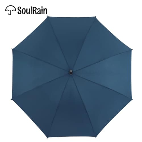 SoulRain 48" Large Umbrella–Golf Windproof Strong Stick Umbrellas,Wind Resistant Umbrella for Rain,Durable Travel&Rainproof Vintage Cane with Classic Wooden Handle for Mens & Women(Navy) — view 2