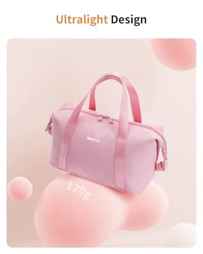 ECOHUB Travel Wash Bag for Women, Water-Resistant Toiletry Bag with Wide-Open, Makeup Cosmetic Organizer for Toiletries Accessories, Recycled Saving Bag for Full-Sized Container, Pink — view 4