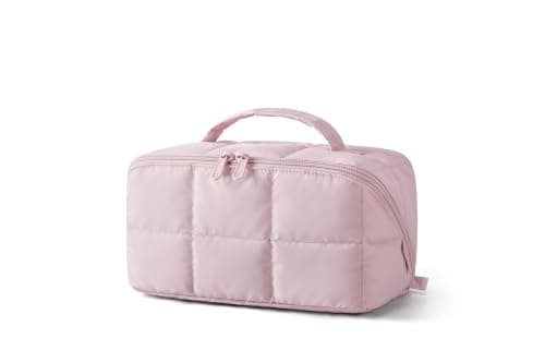 BAGSMART Travel Makeup Bag, Flat Lay Make up Bags for Women