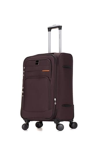 Skylark Medium Suitcase 24" Super Lightweight Luggage 20% Expandable 4 Wheels Spinner 3-Digit Combination Lock Soft Shell Luggage for 15 to 20kg (Coffee, 78 litres)