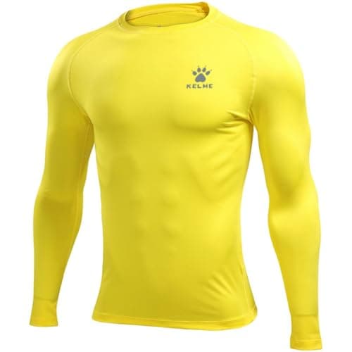 Compression Shirts Baselayer Under Shirt For Men Long Sleeve Tight Undershirts Active Tops for Workout Gym Sports Gold Yellow S