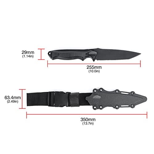 QIRUIMY Tactical Plastic Knife,Bendable Rubber Combat Knife with Sheath,Airsoft Military Training Enthusiasts CS Cosplay Dagger Model Dress Up Accessory (Black) — view 3