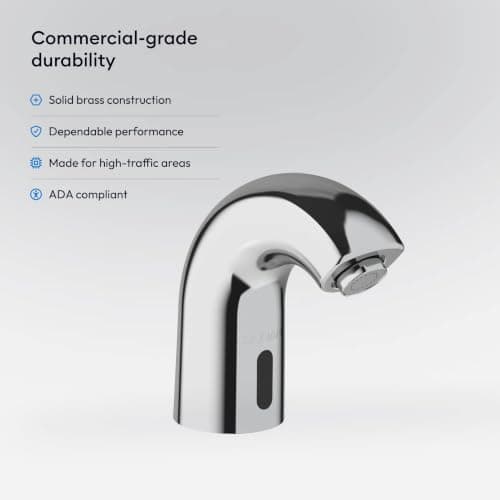 Sloan SF-2100 Sensor Activated Touch-Free Faucet, Commercial Grade w/Mounting Hardware - 0.5 GPM Plug Adapter Hardwired Deck-Mounted Low Body with 4" Trim Plate, Polished Chrome Finish, 3362103 — view 2