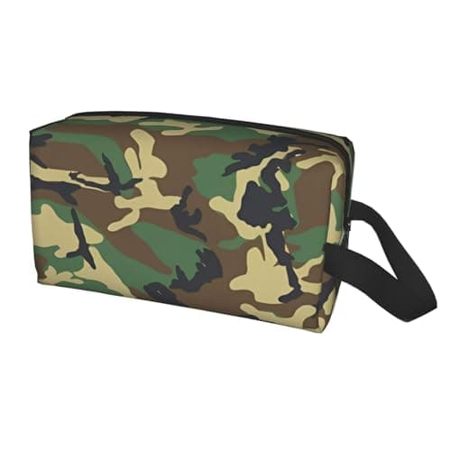 Green Military Camo Print Storage Bag - Toiletry Shaving Dopp Kit, Travel Cosmetic Bags, Packing Organizer, Portable Pouch — view 2