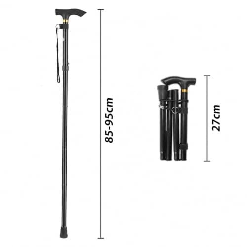 LZZAZ® Walking Stick, Adjustable Height Folding Walking Sticks for Men, Aluminum Walking Sticks for Women & Disability Aids, (Black) — view 4
