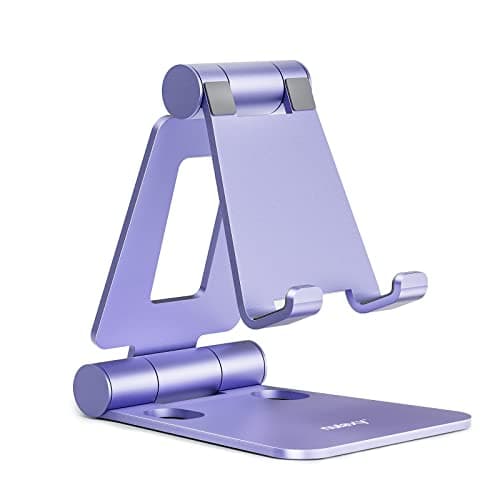 Nulaxy Adjustable Phone Stand for Desk, Foldable Mobile Phone Holder Dock Compatible with iPhone 16 15 14 13 12 11 Pro Max Xs Xr X 8, HUAWEI, Galaxy, All Smartphones - Purple