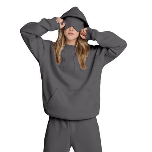 Travel Hoodie For Women Hoodies With Eye Mask Built In Ladies Oversized Hoodies Hooded Sweatshirt Pullover Tops Long Sleeve Sweatshirts Autumn Winter Thermal Fleece Tops With Pockets Trendy Outfits — view 2