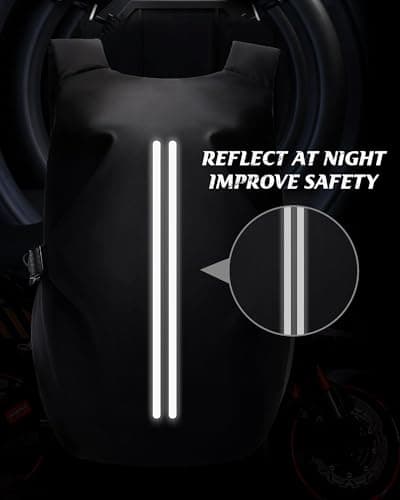 HYC00 Motorcycle Backpacks for Men Women Waterproof Motorbike Helmet Bag, Large Motorbike Helmet Backpack Reflective, Motorcycle Accessories, Travel Rucksack Cycling Backpack Bike Outdoor Bags,Black S — view 5