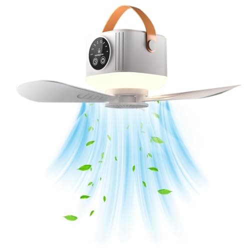 Portable Camping Fan, 7200 mAh Tent Fans with LED Light, Remote Control