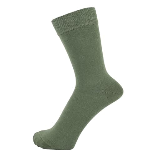 ZAKIRA Combed Cotton Dress Socks - Plain Colour Business Crew Socks for Men & Women, Soft Breathable Cotton, 6-10 (UK), Army Green