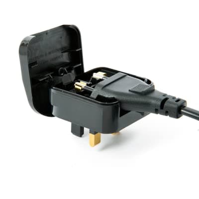 BLACK ECP MAINS UK CONVERTER ADAPTER PLUG 2 PIN EURO TO UK 3 PIN USE 4 Wii, GHD. 5 Amp