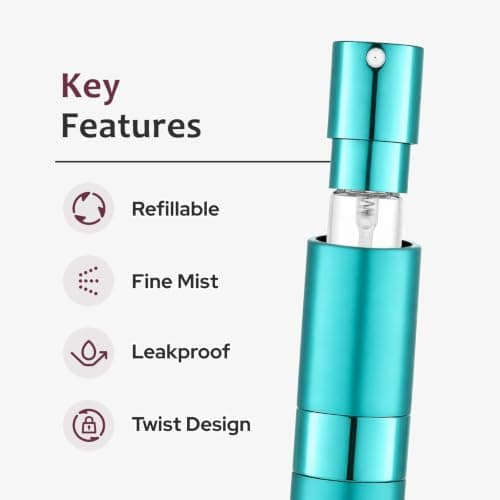 Toureal Travel Perfume Atomiser Refillable, 8ml Atomiser Spray Bottle,Cyan — view 5