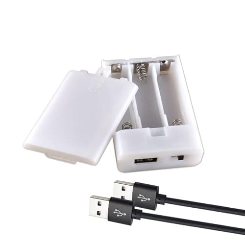 Battery Case Box with USB Port, 3 X AA Battery Power Bank, Battery Holder Case, USB Battery Pack for 4.5V LED Lights, String Lights, Fairy Lights, DIY Decorations