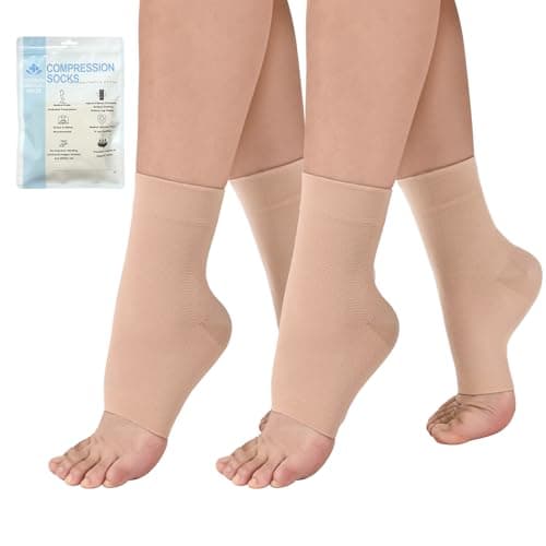 Evolyline 2Pair Ankle Support Compression Socks For Women Men Open Toe
