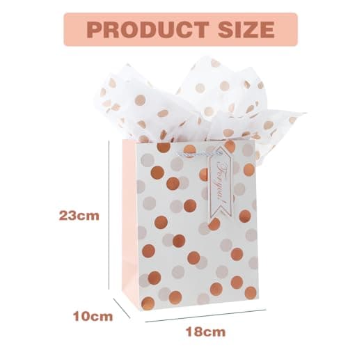 4Pack Medium Gift Bags with Tissue Paper,Rose Gold,4 Design,18 x 23 x 10CM — view 2