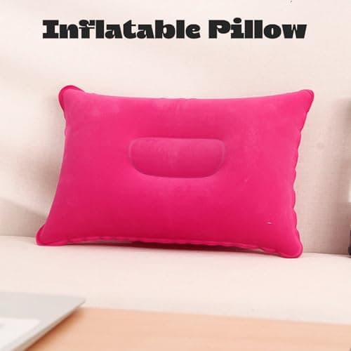 2Pcs Inflatable Pillow for Travel Blow Up Pillows for Sun Lounger Inflatable Cushion Inflatable Small Cushion Beach Pillow Neck Support for Travel Hiking Beach Fishing Camping Outdoors(Purple+Magenta) — view 4
