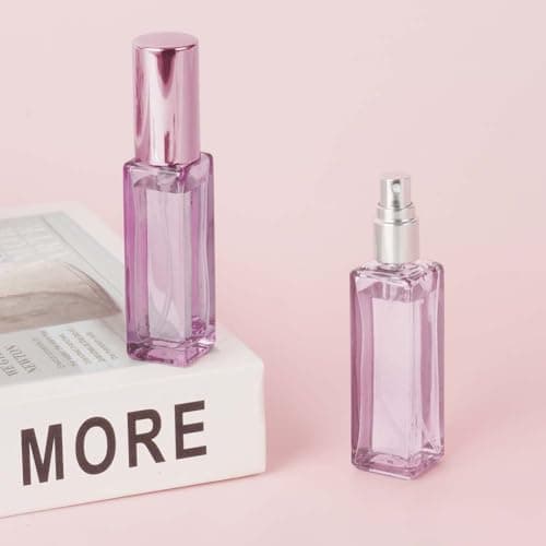 LOPHE Perfume Atomiser Refillable, 6 Pcs Mini Perfume Refill Bottles, Empty Clear Glass Perfume Atomiser Spray Bottles, Portable Atomiser with Fine Mist for Daily Business Trips,10 ml,Pink — view 6