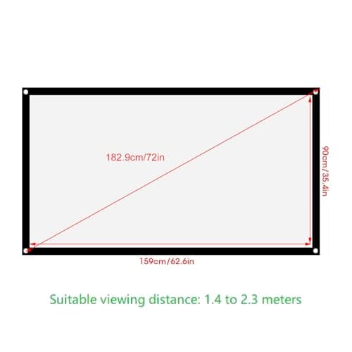 16:9 Projection Screen, Portable Movie Screen Foldable Polyester White Soft Projector Curtain Anti-Crease Cinema Screen for Home Theater, Conference, Camping, Indoor Outdoor Backyard Party — view 2