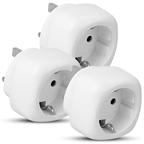 EU to UK Plug Adapter | Type C Europlug | 2 Pin to 3 Pin | BS8546 Certified | 13A Fuse | Travel Adaptor for Phone, Laptop & Camera Chargers | Pack of 3 (White)
