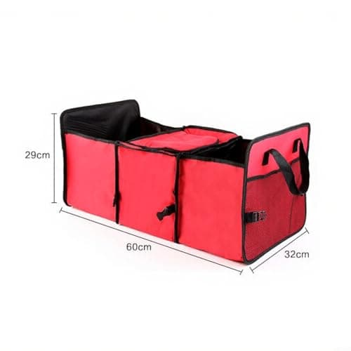 CWOQOCW Robust Oxford Cloth Foldable Car Trunk Organizer With Insulated Leak Proof Pocket And Multi Compartments For Picnics And Travel(Red) — view 6