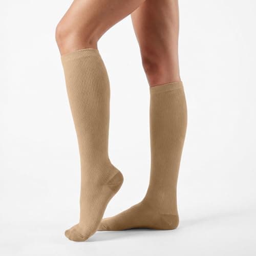 Compression Socks for Women Men Flying Flight Socks Compression Stockings Running Performance Compression Socks For Outdoor Running Cycling Fitness And Sports Support Calf Sleeves (Khaki, L) — view 2