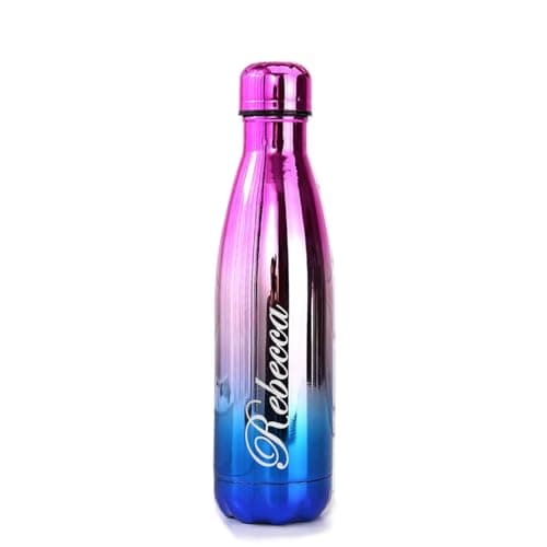 Personalised Insulated Water Bottle Vacuum Flask | Stainless Steel | 12 Hours Hot & 24 Hours Cold | Gifts of Fathers Day Christmas | 500ML / 17oz | Bottles for Hiking Outdoor (Pink-Silver-Blue)