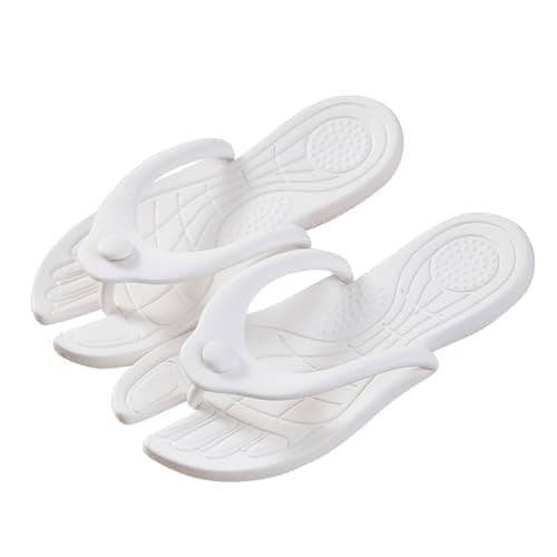 Foldable EVA Toe Separator Women's Men's Flip Flops Travel Slippers Lightweight Slippers Summer Slide Mules Beach Indoor / Outdoor Non-Slip Bathing Unisex Plain, White, 9 UK