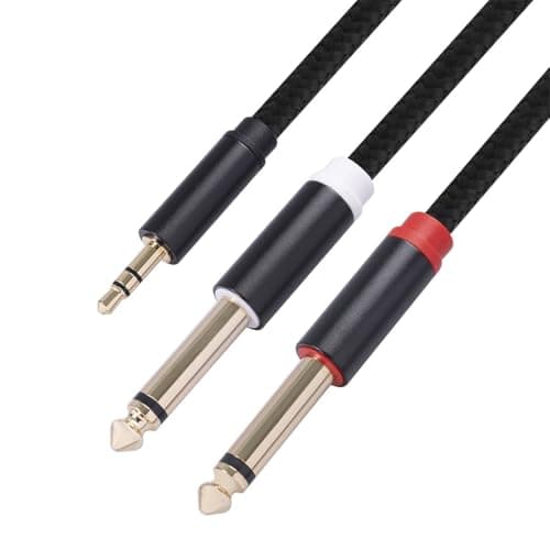 mophrati to Audio Cable Dual Swivel Double Gold-plated Plug Cotton Woven Net Antioxidant Adapter Wire Aluminum Alloy Shell, 1M — view 3