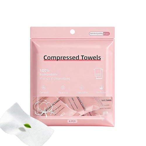 Travel Face Towels - 6Pc Compressed Cotton Washcloth Pack, Portable Expandable Cleaning Towel Set, Soft Absorbent Hygiene Cloth | for Fitness Gym Camping Hiking Hotel Resort Beach Outdoor Use